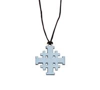 Jerusalem Cross Pendant with Adjustable Cord - Hand Cast in Fine Pewter