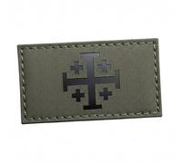 Jerusalem Cross Ranger Green IR Patch - 2 x 3.5 Inch Tactical Morale Patch with Hook & Loop Backing for Gear, Backpacks & Vests