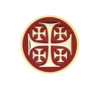 Jerusalem Cross Red Gold Crusader Crusades Templar Knight Christian 1.1" Lapel Enamel Pin
