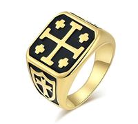 Jerusalem Cross Titanium Ring, European Crusader Vintage Men's Ring