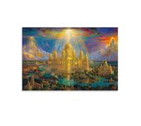 Jerusalem Descending from Heaven Poster Artwork Jerusalem Canvas Prints Picture Modern Wall Art Picture Wall Hanging for Living Room Bedroom Home Decorations 16x24inch(40x60cm)