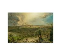 Jerusalem from The Mount of Olives, 1870 by Frederic Edwin Church Canvas Printed Poster Painting On Canvas Wall Art Scroll Picture Print Living Room Walls Decor Homes 24x36inch(60x90cm)