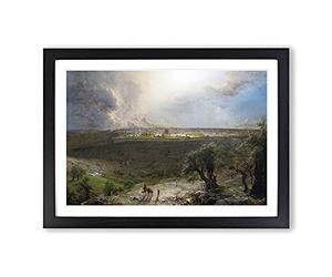 Jerusalem from The Mount of Olives by Frederic Edwin Church Framed Print | A2 Black Framed Wall Art | Ready to Hang | Modern Religious Picture | Living Room Bedroom Lounge Office