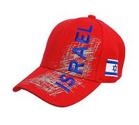 Jerusalem Israel Embroidered Red Baseball Cap Hat Fashion with Israel Flag
