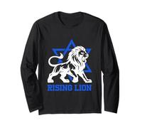 Jerusalem Israel Rising Lion Jewish Star of David Vintage Long Sleeve T-Shirt
