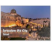 Jerusalem Old City at Night - View from Dung Gate Towards Temple Mount and Al Aqsa, Fridge Magnet