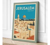 Jerusalem Old City Vintage Canvas Wall Art Print 18x12 Inch