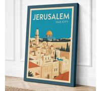Jerusalem Old City Vintage Canvas Wall Art Print 30x20 Inch