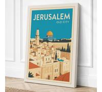 Jerusalem Old City Vintage Canvas Wall Art Print 30x20 Inch