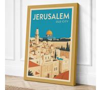 Jerusalem Old City Vintage Canvas Wall Art Print 30x20 Inch
