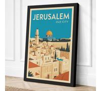 Jerusalem Old City Vintage Canvas Wall Art Print 36x24 Inch