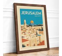 Jerusalem Old City Vintage Framed Wall Art Print A2 (59.4×42cm) Walnut, Wall Decor for Living Room, Bedroom, Office & Home, Ready to Hang, Art Gift