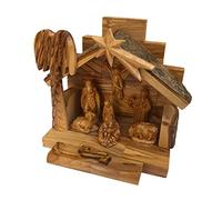 Jerusalem Olive Wood Nativity Set with Bethlehem Figures