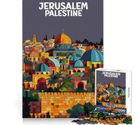 Jerusalem Palestine Poster Jigsaw Puzzle 1000 Piece for Teenagers Cognitive Boost Smooth Connection Fun Play Art Piece (38x26cm)