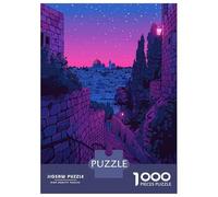 Jerusalem Palestine Poster Jigsaw Puzzle 1000 Pieces, Historic Square Architecture, Thick Cardboard Pieces, Birthday Gift for Home Décor Fans, Paper Board, 70x50cm/1000pcs