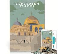 Jerusalem Palestine Poster Jigsaw Puzzles 1000 Pieces for Adults Memory Boost Decompress Pattern Assemble Wall Display (38x26cm)