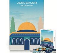 Jerusalem Palestine Poster Jigsaw Puzzles 1000 Pieces for Adults Memory Boost Decompress Pattern Assemble Wall Display (38x52cm)