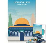 Jerusalem Palestine Poster Jigsaw Puzzles 1000 Pieces for Adults Memory Boost Decompress Pattern Assemble Wall Display (38x52cm)