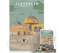Jerusalem Palestine Poster Jigsaw Puzzles 1000 Pieces for Adults Memory Boost Decompress Pattern Assemble Wall Display (38x26cm)