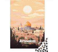 Jerusalem, Palestine Travel Poster Travel Puzzle 1000 Pieces, Global Monument Landscape, Premium Paper Puzzle, Weekend Hobby for Travel Lovers, 38x26cm/1000pcs