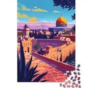 Jerusalem Skyline Adult Paper Puzzle, Famous Building Scenic Print, Thick Cardboard Pieces for Puzzle Lovers, Decorative Artwork, 38x26cm/1000pcs
