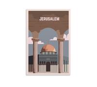 Jerusalem Travel Israel Poster,Old CityHoly Land, Dome of The Rock,Cityscape Canvas Art Print Office Family Bedroom Decorative Posters Gift Wall Decor Poster 24x36inch(60x90cm) Unframe