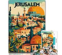 Jerusalems Golden Glow 1000 Piece Jigsaw Puzzles for Adults,Learning Educational Toys Family Games with Matching Poster And Trivia Sheet 38x26cm