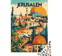 Jerusalems Golden Glow Jigsaw Puzzle 1000 Pieces, Global Monument Landscape, Mindful Activity, Premium Paper Puzzle, for Home Décor Fans, 52x38cm/1000pcs