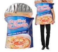Jeruytgh Funny Adult Costumes - Seafood Instant Noodles Jumpsuit,Funny Dressing Prank Outfit for Women Men Parties Cosplay Home Stage Performance Event Gathering Women