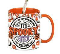 Jeruytgh Halloween Ghost Ceramic Coffees, Pumpkin Coffee Mug, Ghost Cup Halloween, Fun Seasonal Theme, Hygienic Surfaces, 9.5x8cm, for Men, Women, Coworkers & Parties