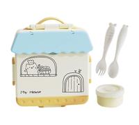 Jeruytgh Kids Insulated Lunch Box, with Included Utensils, 20x23x5.5cm, Microwave Safe Meal Prep Box, Toddler School Lunch Container, Leak-Resistant, for Full Meals, Snacks and Sides