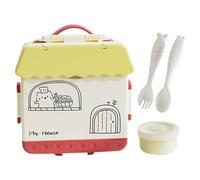 Jeruytgh Kids Insulated Lunch Box, with Included Utensils, 20x23x5.5cm, Microwave Safe Meal Prep Box, Toddler School Lunch Container, Leak-Resistant, for Full Meals, Snacks and Sides