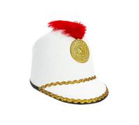 Jeruytgh Marching Band Hat, with Plume Feathered Accent, White, Blue, Black, Red, Soldier Cosplay Hat, Nutcracker Soldier Headwear, Lightweight & Comfortable, for Kids and Adults