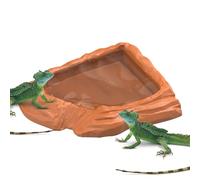 Jeruytgh reptile dish, Wild Habitat Simulation, Turtle Feeding Bowl, Gecko Water Dish, Space-Saving Design, 17.6x14.5x3.5cm, for Tortoise, Snake, Bearded Dragon, Gecko, Aquarium, Terrarium, Habitat