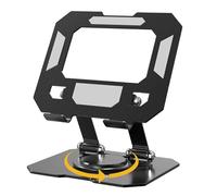 Jeruytgh Rotating Swivel Tablet Stand, Convertible Notebook Stand, Carbon Steel Tablet Holder, Adjustable Height, Multi-Purpose, Silver/Black for Reading in Bed or Presentations at Work