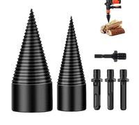 Jerxiero Log Wood Splitter Drill 45mm + 32mm with 4pcs Handles/Shanks, 6Pcs Splitting Cone Bit Set Screw Cones Wedge Cut Tool Firewood Heavy Duty Bits Electric Hand