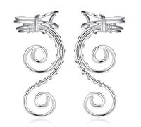 JeryWe Butterfly Ear Cuff Earrings for Women No Piercing Zircon Star Ear Clip Wrap Around Fake Earrings Ear Wrap Crawler Rhinestone Wrap Leaf Earrings for Women, Zinc, Cubic Zirconia