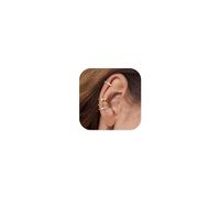 JeryWe Chunky Ear Cuff for Women - 14K Gold Plated Huggie Hoop, Faux Diamond Non Piercing Cuff Earrings, Clip On Elegant Ear Clips, Cartilage Wrap, Fashionable Fake Earring Cuffs for Non Pierced Ears