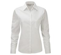 Russell Athletic Jerzees Ladies/Womens Long Sleeve Pure Cotton Work Shirt (White) - Size X-Small