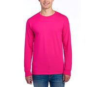 Jerzees Men's Dri-Power Cotton Blend Long Sleeve Tees, Moisture Wicking, Odor Protection, UPF 30+, Sizes S-3x, Cyber Pink, 3XL