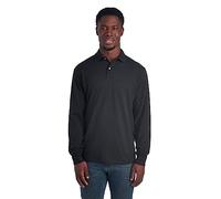 Jerzees Men's Long Sleeve Polo Shirts, Cotton Blend, Two Button Closure, Regular Fit, Sizes S-2x, Black, XL