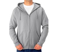 Jerzees Men's Fleece Hooded Sweatshirt, Full Zip-Heather Grey, Large