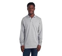 Jerzees Men's Polo Shirts, Cotton Blend, Two Button Closure, Regular Fit, Sizes S-2x, Long Sleeve-Oxford, Medium