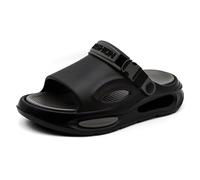 Jerzmy Cloud Slides Mens Sandals, Ultra Cushion Comfy Men Slippers, Arch Support Man Sport Sandal with Back Strap Orthopedic Clogs for Indoor Outdoor Beach Garden Travel, Black, 9-9.5