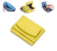 JERZO 2023 New Unisex Anti-Credit Card Fraud Folding Mini Wallet,Leather Rfid Blocking Mini Three-fold Multi-function Wallet (Yellow)