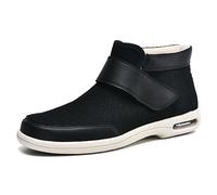 Jesajemi Medical Shoes for Swollen Feet Men High Boots Slip on Wide Fit Mens Easy Top -Shoes mens Hook and loop Memory Foam Extra wide Sandals(Black,11 UK)