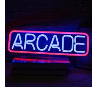 Jesalah Arcade Neon Sign - Retro Blue & Red LED USB Wall Light for Game Rooms & Bars, Hanging Kit Included, Vintage Gift for Gamers & Adults