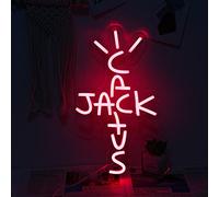 Jesalah Cactus Jack Neon Sign Red Words Neon Light Sign Wall Art Neon Light For Rap Talking West Coast Light Up Hanging Sign For bedroom Home Bar Pub Party Decor USB Sign