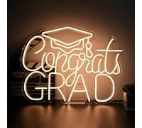 Jesalah Congrats Grad Neon Sign Led letters Neon Sign Graduation Party Neon Light USB Warm White Sign For Wall Decor Dorm class Room Birthday Event Party Backdrop Decoration