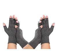 Jesata 2 Pairs Fingerless Compression Arthritis Gloves for Men & Women | Pressure Gloves with Silicone Dots for Support & Warmth | Relief Pain, Rheumatoid, Arthritis, Swelling & Tendonitis Pain (L)